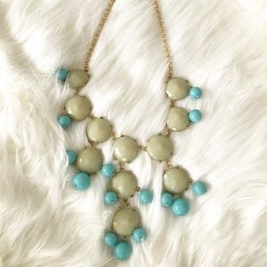Chunky Statement Necklace Blue and Seafoam Green
